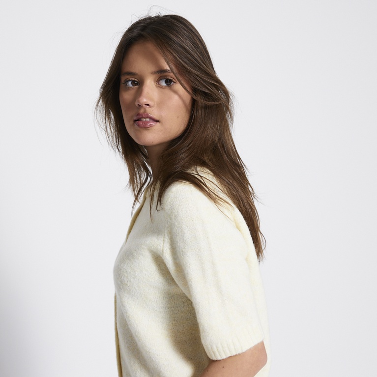 Basic short sleeve knit cardigan "Margot" Light Yellow